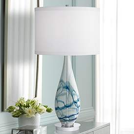 Image1 of Pacific Coast Lighting Indigo Swirl 33 1/2" Blue Art Glass Table Lamp