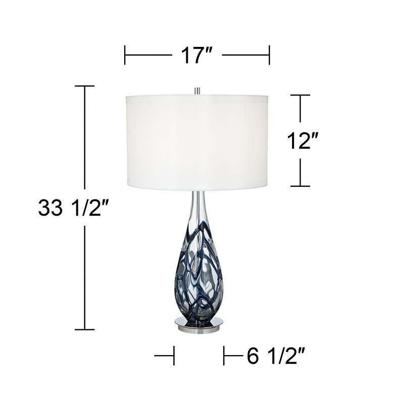 Image 3 Pacific Coast Lighting Indigo Swirl 33 1/2 inch Blue Art Glass Table Lamp more views