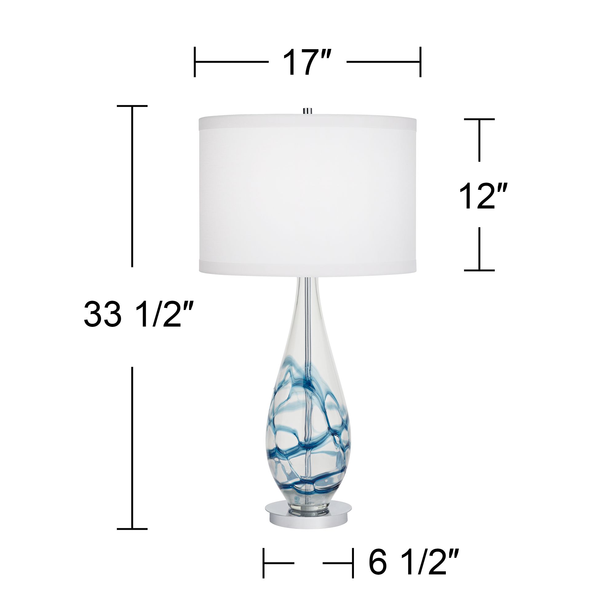 Pacific Coast Lighting Indigo Swirl 33 1/2" Blue Art Glass Table Lamp