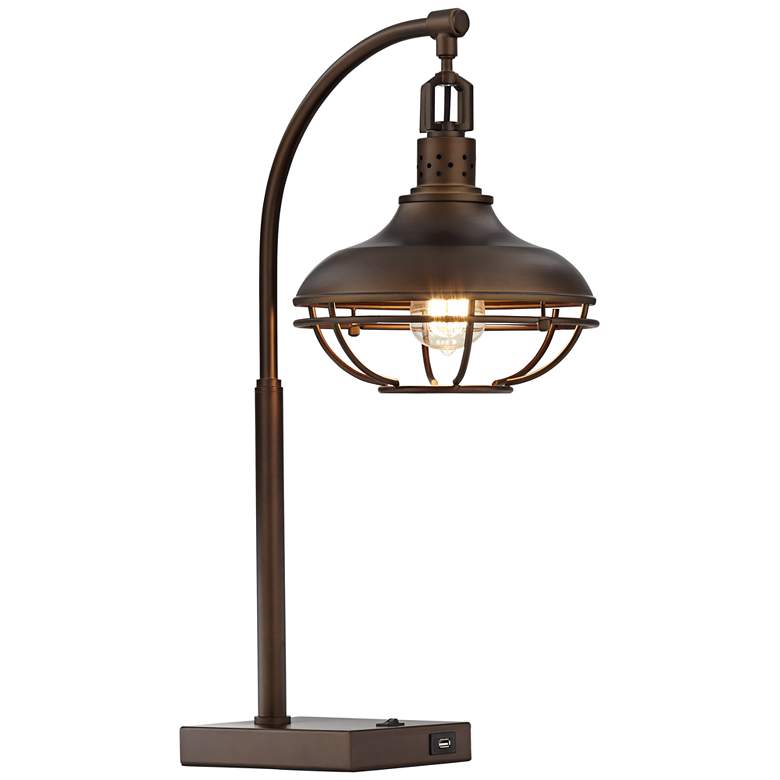 Image 6 Pacific Coast Lighting Industrial Metal Basket USB Accent Table Lamp more views