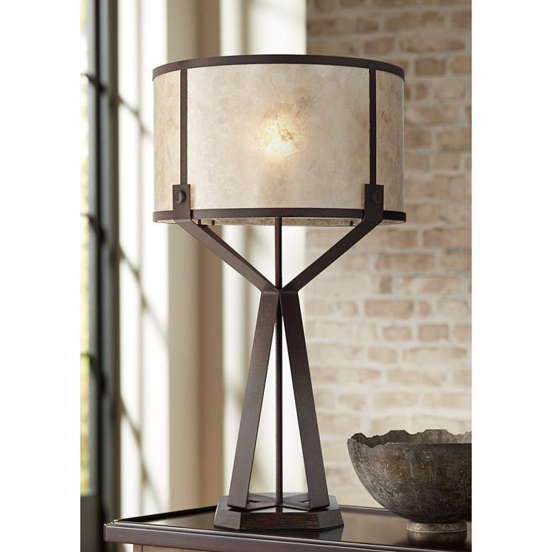 Image 1 Pacific Coast Lighting Industrial Rust Metal with Mica Shade Table Lamp