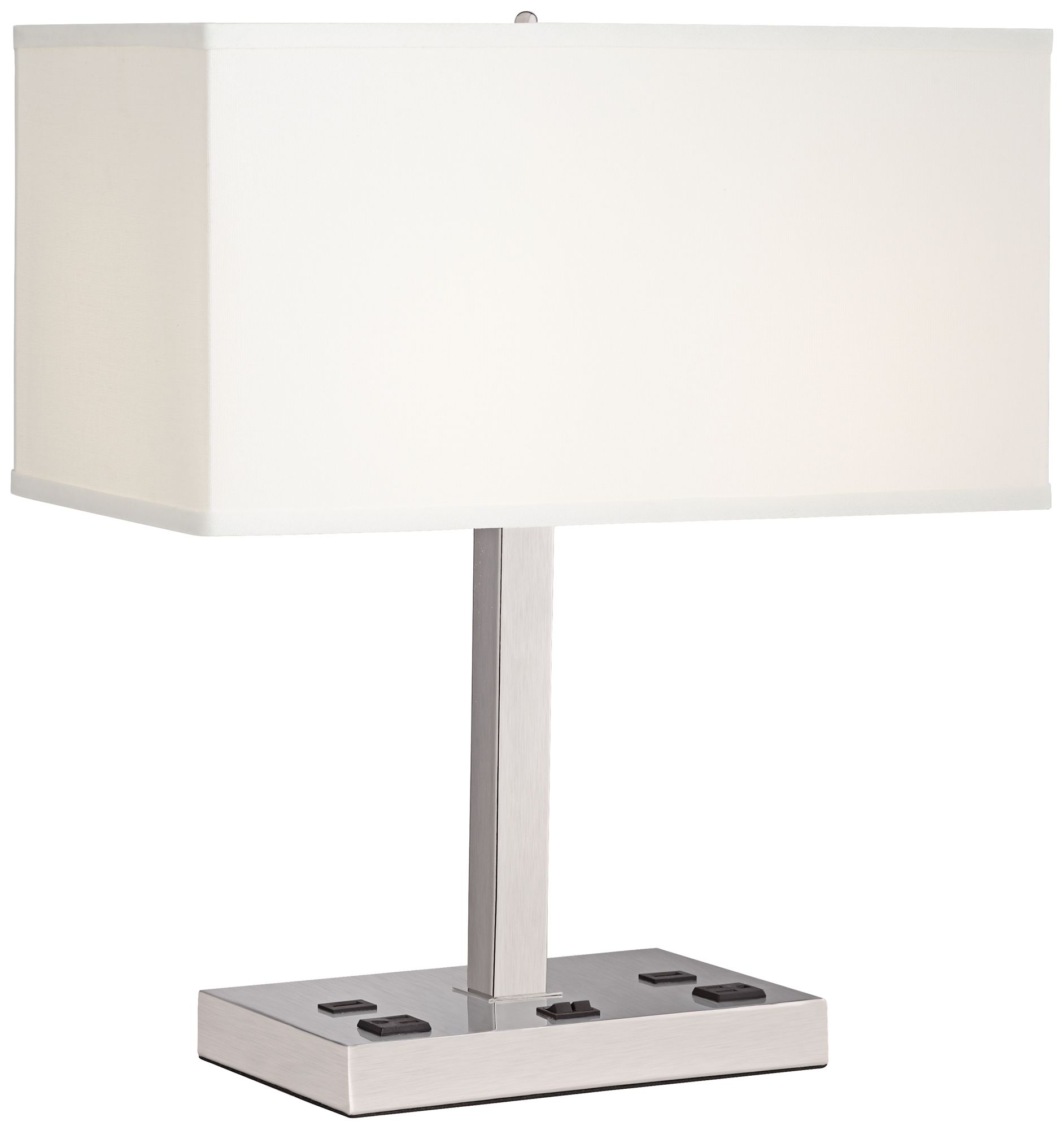 Pacific Coast Lighting Jensen Nickel Finish USB and Outlets Table Lamp