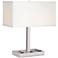 Pacific Coast Lighting Jensen Nickel Finish USB and Outlets Table Lamp