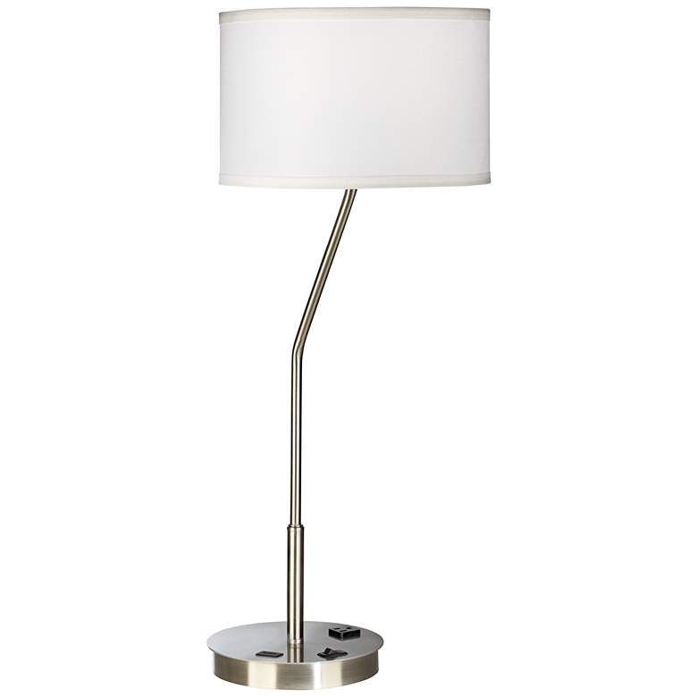 Image 1 Pacific Coast Lighting Jessen Nickel Bent Arm Outlet and USB Table Lamp