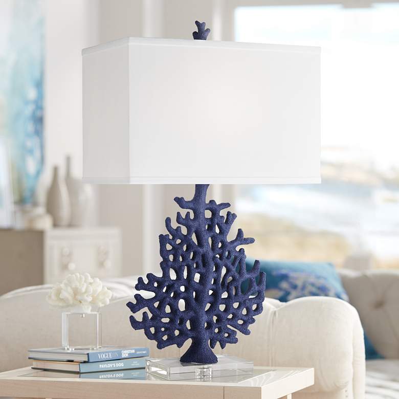 Image 1 Pacific Coast Lighting Kahala Coastal Blue Coral Table Lamp