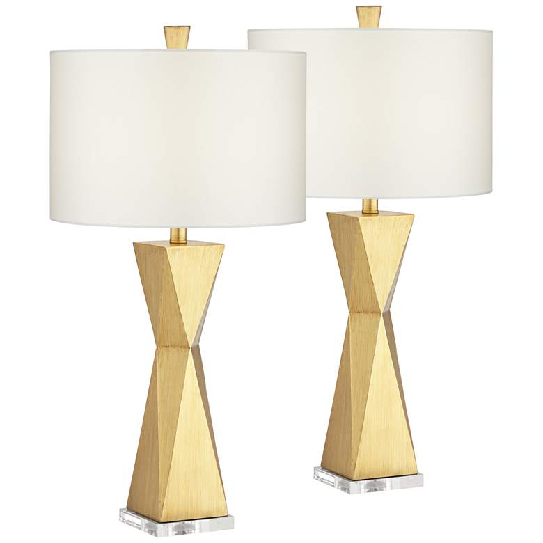 Image 2 Pacific Coast Lighting Kalso 29 3/4 inch Gold Quadrangle Lamps Set of 2