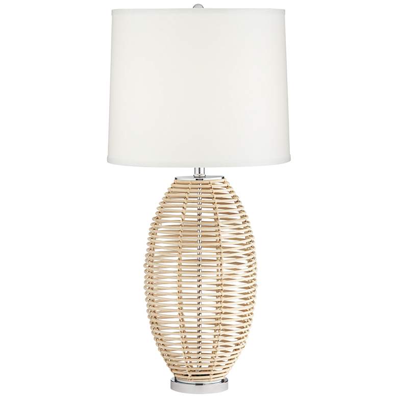 Image 2 Pacific Coast Lighting Knoll 33 inch Natural Rattan Basket Table Lamp