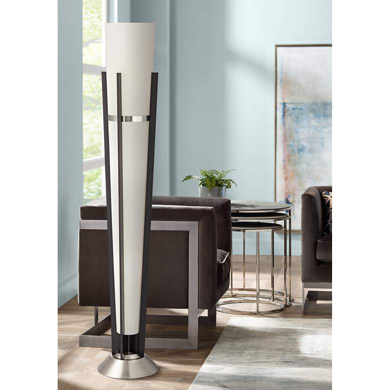 Image 1 Pacific Coast Lighting Kona 63 inch Black and Nickel Uplight Floor Lamp