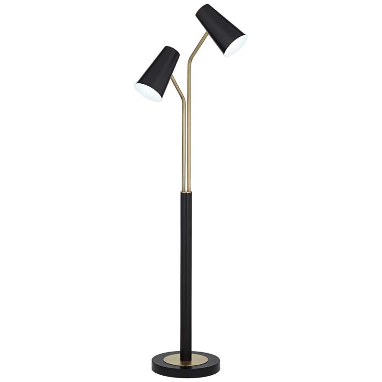 Image 2 Pacific Coast Lighting Legend 62.5 inch Two-Light Brass Black Floor Lamp