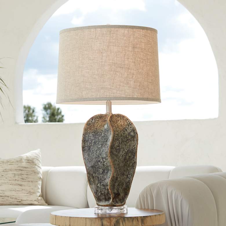 Image 1 Pacific Coast Lighting Logan 29 inch Textured Faux Stone Rustic Table Lamp