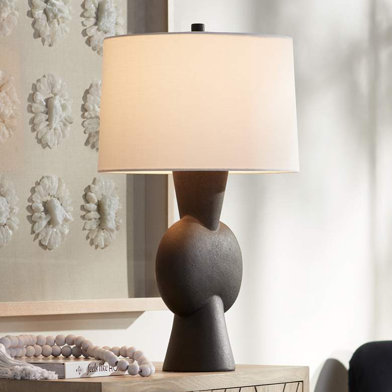 Image 1 Pacific Coast Lighting Louise 26 1/4 inch Modern Black Gourd Table Lamp