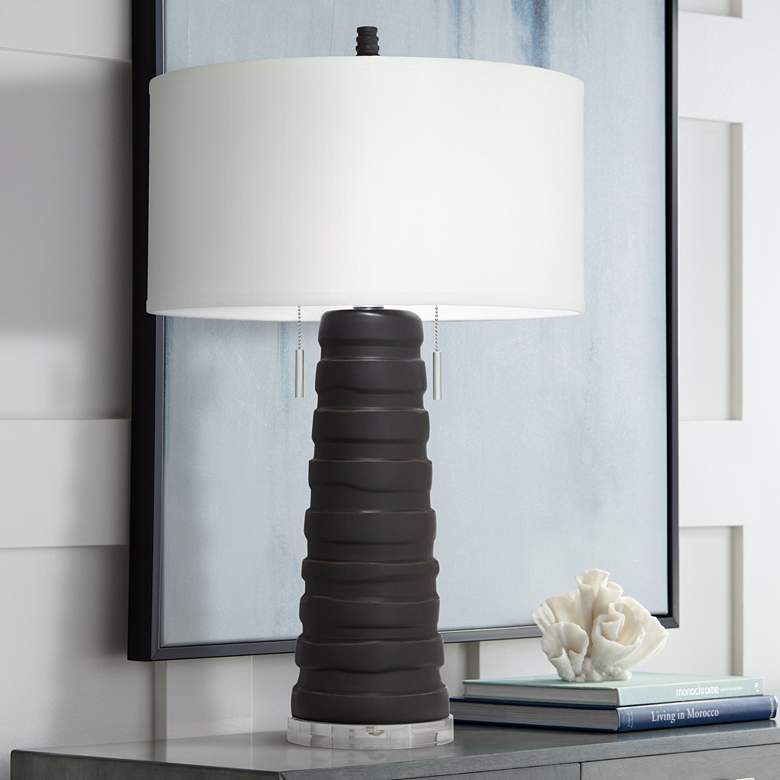 Image 1 Pacific Coast Lighting Matinee 31" Modern Black Column Table Lamp