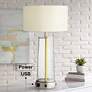 Pacific Coast Lighting Melina Clear Glass USB Ports and Outlet Table Lamp