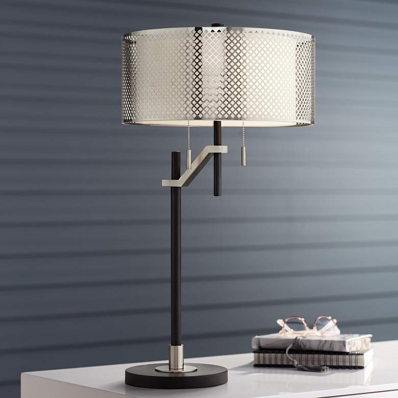 Image 1 Pacific Coast Lighting Metra 30 inch Offset Arm Modern Table Lamp