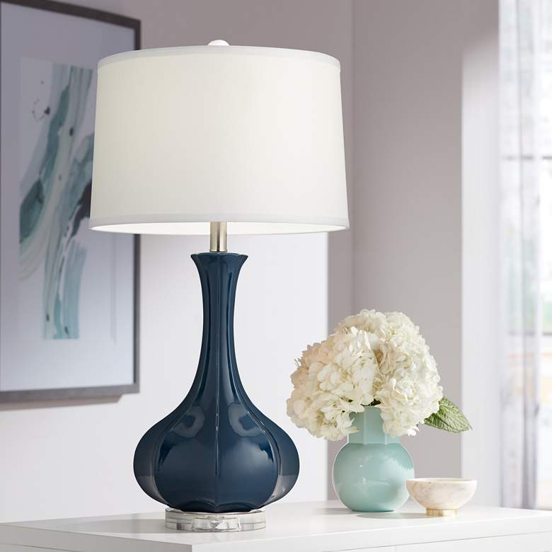 Image 1 Pacific Coast Lighting Modern Vase Regatta Blue Ceramic Table Lamp