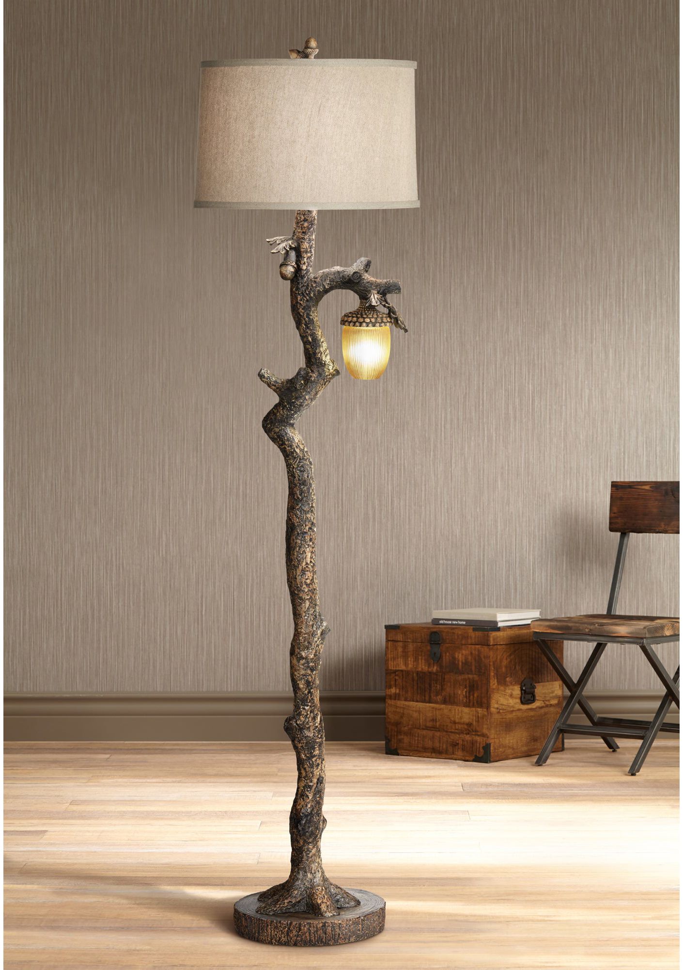 Image Pacific Coast Lighting Muir Woods Acorn Branch Night Light Floor Lamp