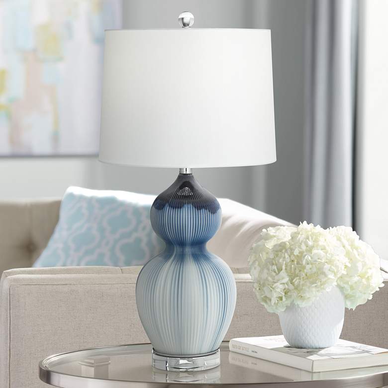 Image 1 Pacific Coast Lighting Nadia Blue Double Gourd Modern Glass Table Lamp