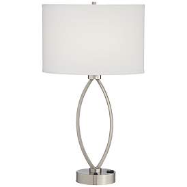 Image1 of Pacific Coast Lighting Nickel Oval Eye 28" Power Outlet Table Lamp