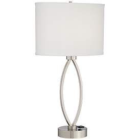 Image4 of Pacific Coast Lighting Nickel Oval Eye 28" Power Outlet Table Lamp more views