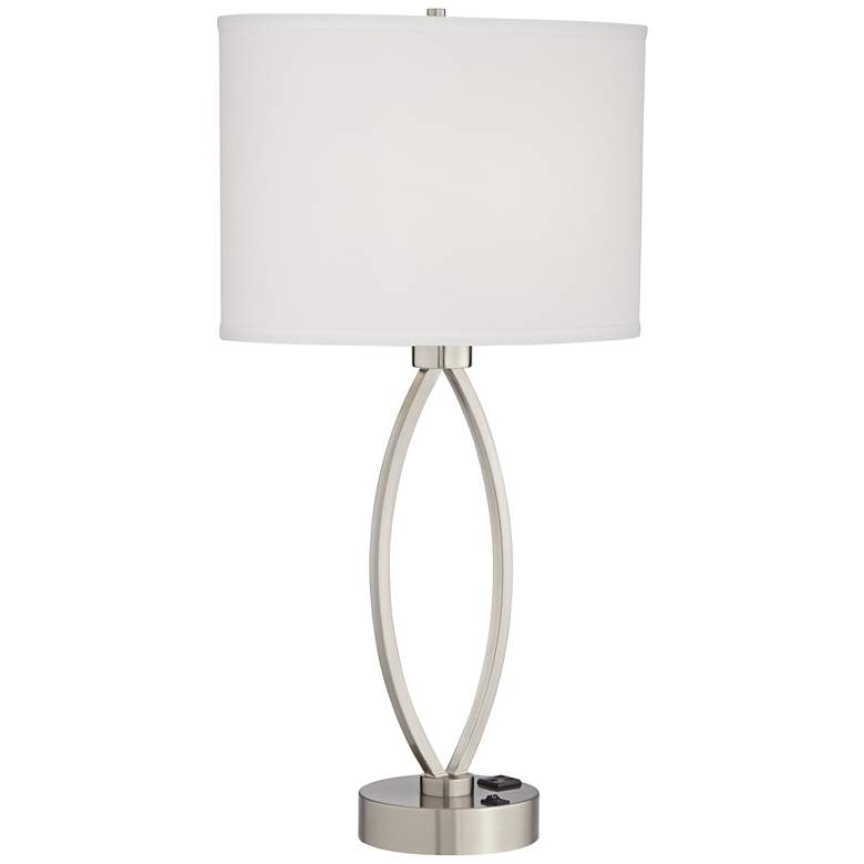 Image 4 Pacific Coast Lighting Nickel Oval Eye 28 inch Power Outlet Table Lamp more views