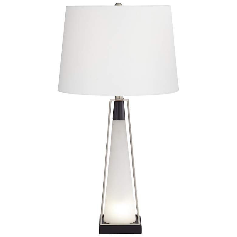 Image 6 Pacific Coast Lighting Nina White Glass Table Lamp with LED Nightlight more views