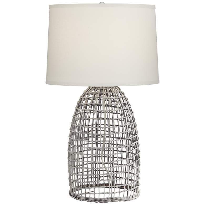 Image 2 Pacific Coast Lighting Oahu 28 1/4" Cool Gray Rattan Basket Table Lamp