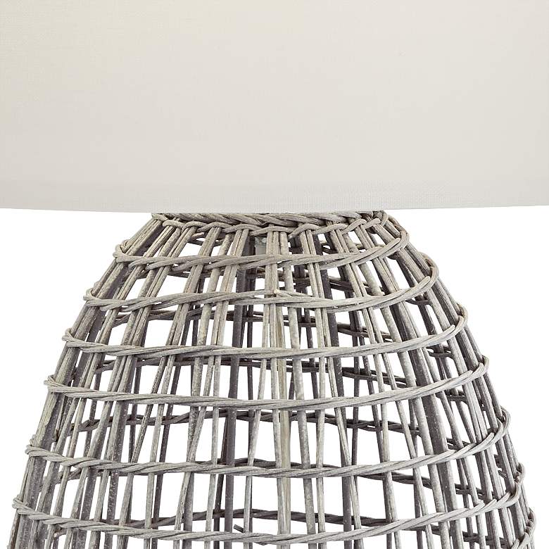 Image 3 Pacific Coast Lighting Oahu 28 1/4" Cool Gray Rattan Basket Table Lamp more views