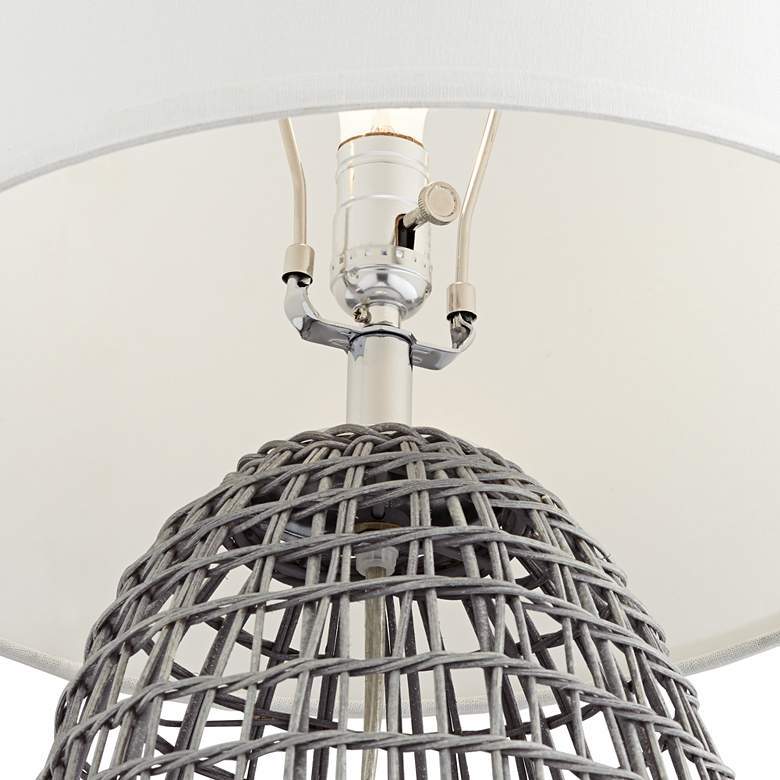Image 4 Pacific Coast Lighting Oahu 28 1/4" Cool Gray Rattan Basket Table Lamp more views