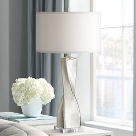 Image1 of Pacific Coast Lighting Oirin Silver Twist Crackle Mercury Glass Table Lamp