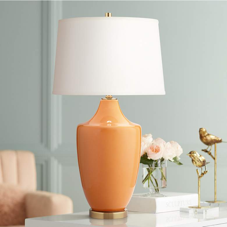 Image 1 Pacific Coast Lighting Olivia Orange Vase Modern Ceramic Table Lamp