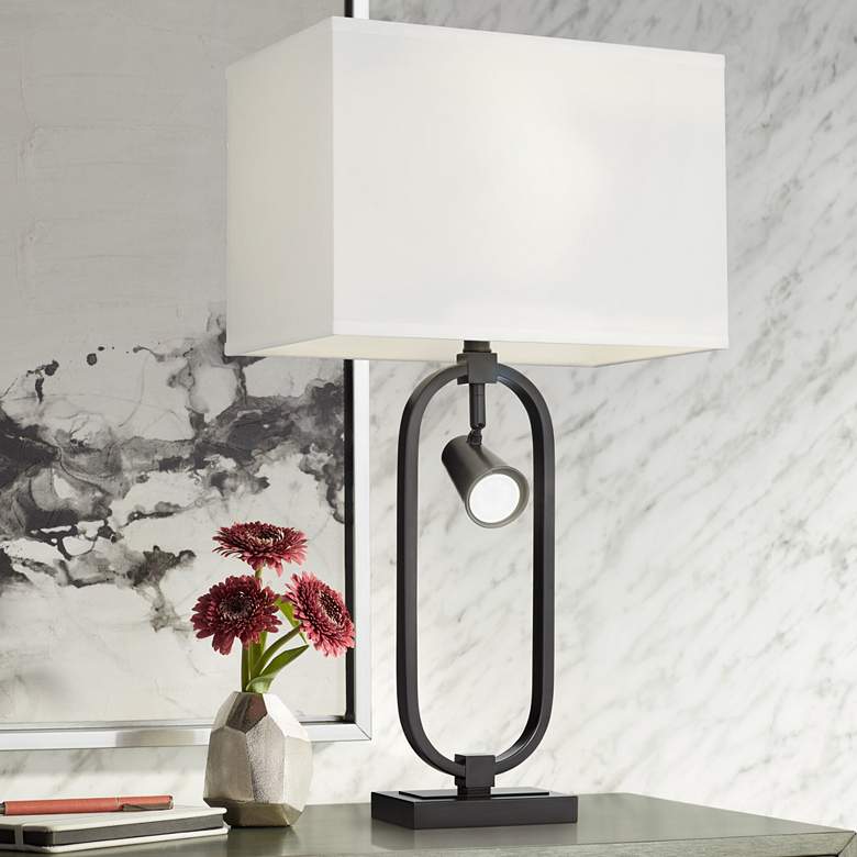 Image 1 Pacific Coast Lighting Oval Base Table Lamp with Adjustable Reading Light