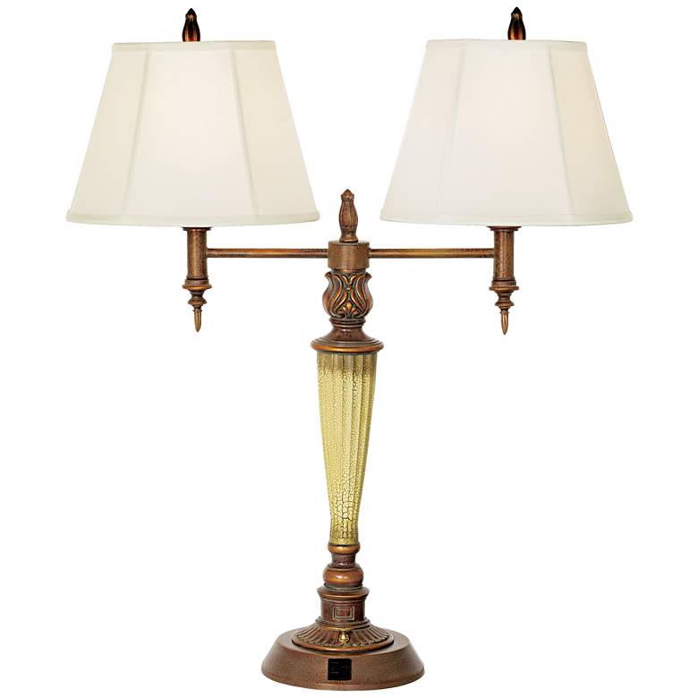 Image 1 Pacific Coast Lighting Pontiac Double Arm Gold Crackle Outlet Table Lamp
