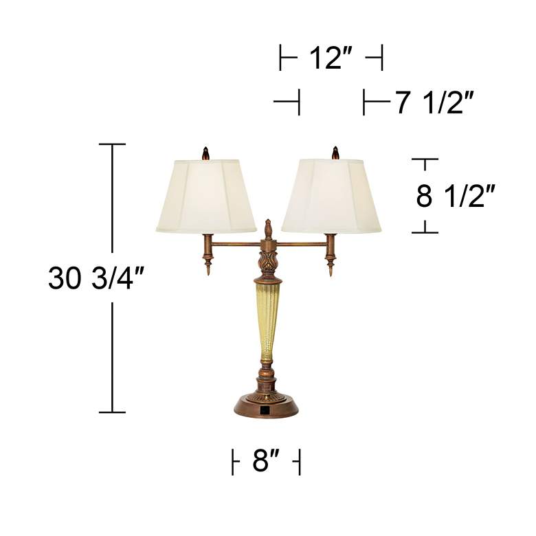 Image 4 Pacific Coast Lighting Pontiac Double Arm Gold Crackle Outlet Table Lamp more views