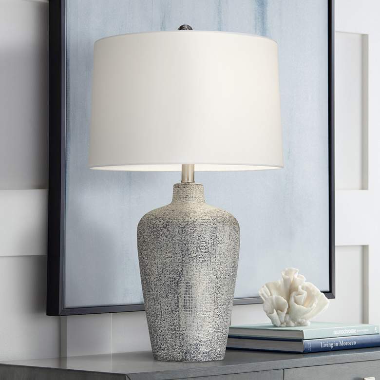 Image 1 Pacific Coast Lighting Reid 25 1/2 inch Faux Stone Ceramic Table Lamp