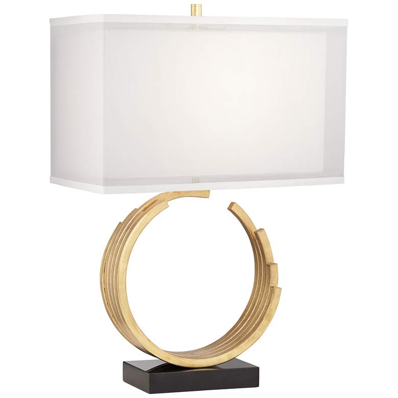 Image 2 Pacific Coast Lighting Riley Gold Modern Open Ring Sculpture Table Lamp