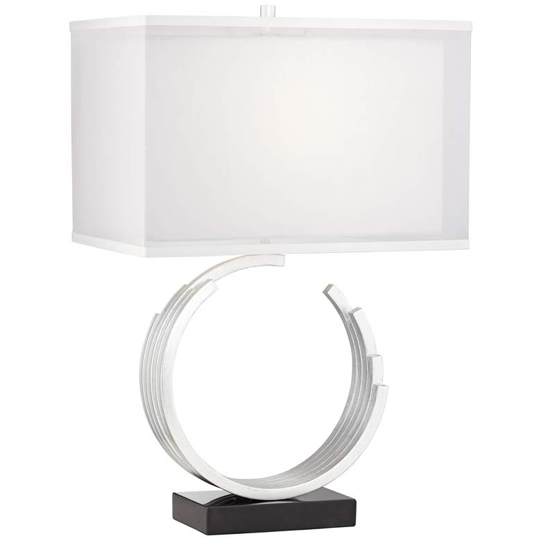 Image 2 Pacific Coast Lighting Riley Open Circle Silver Leaf Modern Table Lamp