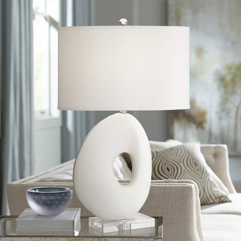 Image 1 Pacific Coast Lighting Rimma 29" White Modern Sculpture Table Lamp