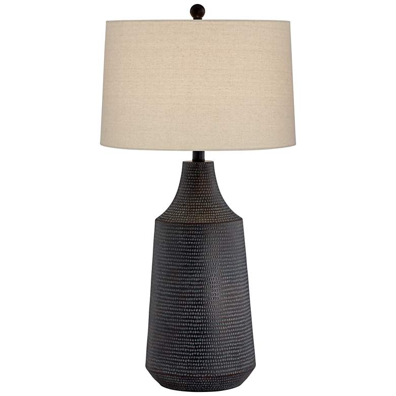 Image 2 Pacific Coast Lighting Rocco 30 inch Black Hammered Jar Table Lamp