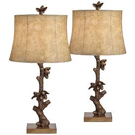 Image2 of Pacific Coast Lighting Rustic Acorn Tree Branch USB Table Lamps Set of 2