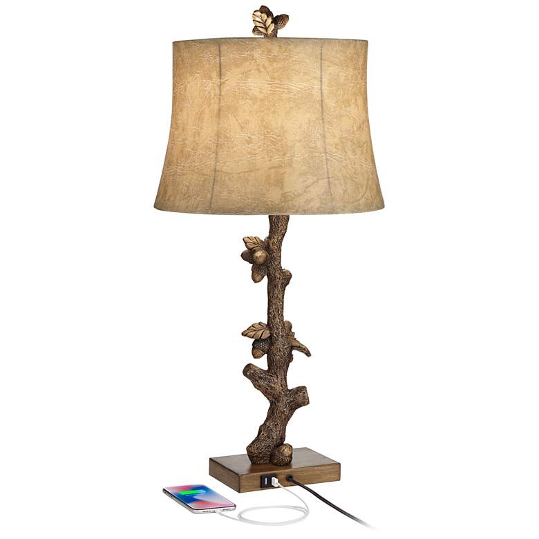 Image 3 Pacific Coast Lighting Rustic Acorn Tree Branch USB Table Lamps Set of 2 more views