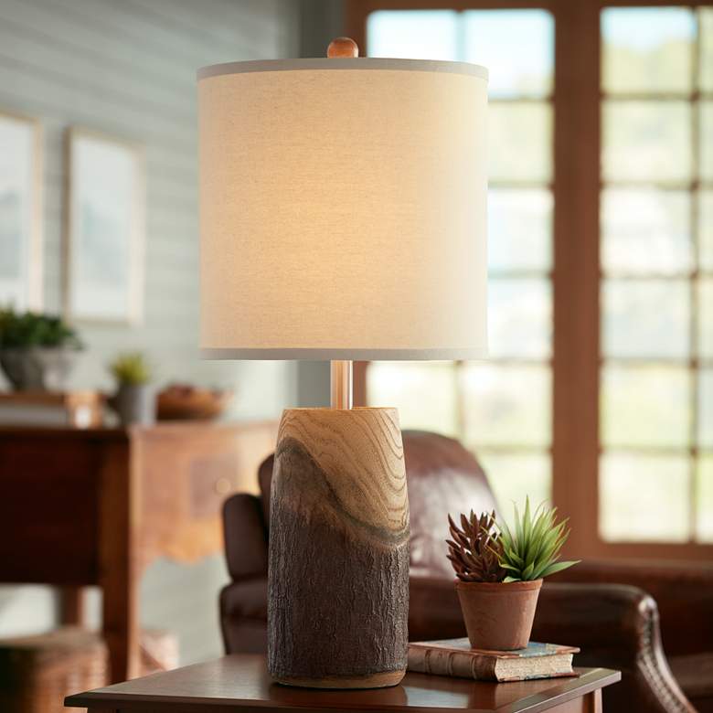 Image 1 Pacific Coast Lighting Scarlet 28" Faux Brown Wood Table Lamp