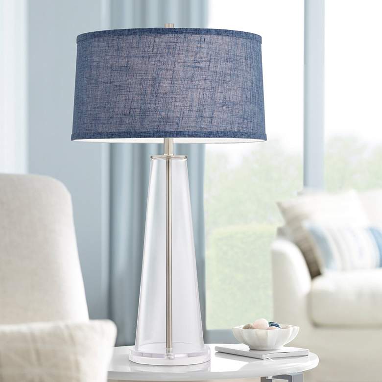 Image 1 Pacific Coast Lighting Simple 29 1/2 inch Blue and Clear Glass Table Lamp