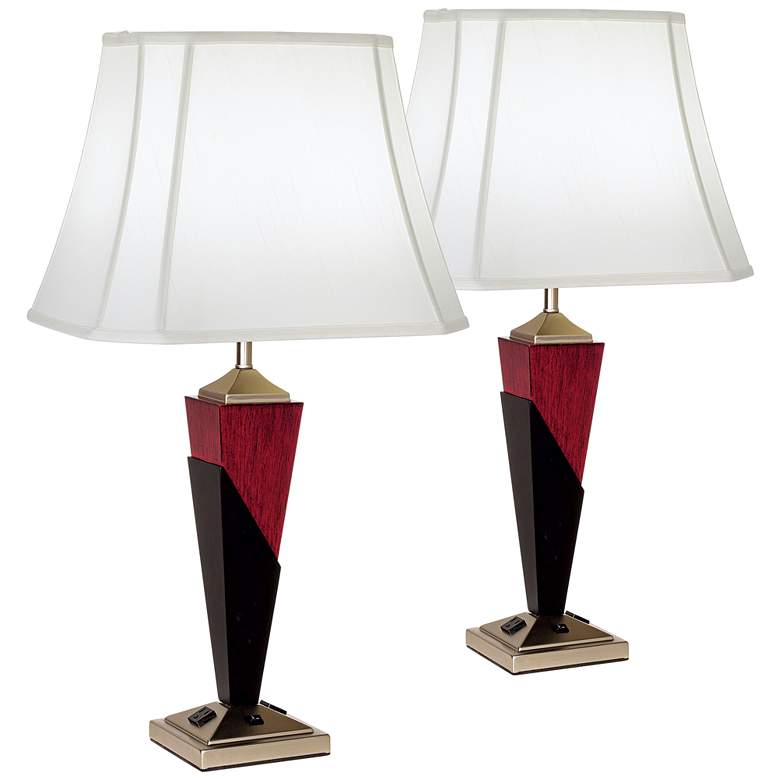 Image 1 Pacific Coast Lighting Tapered Table Lamps withj Outlets Set of 2