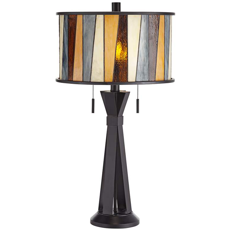 Image 2 Pacific Coast Lighting Tiffany-Style Art Glass Pull-Chain Table Lamp