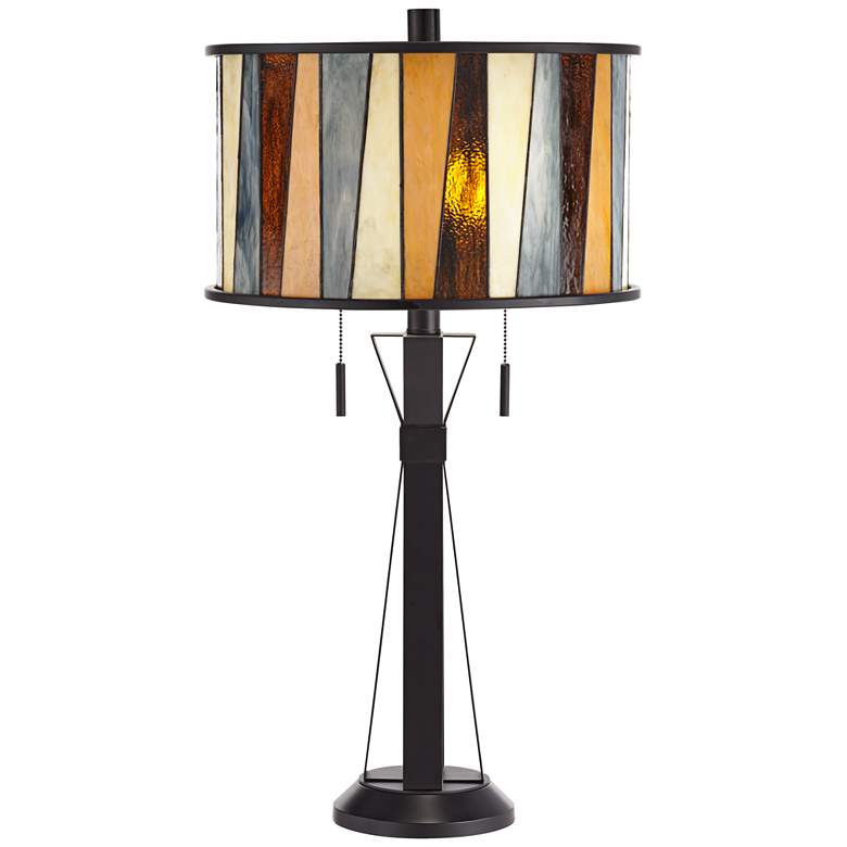 Image 6 Pacific Coast Lighting Tiffany-Style Art Glass Pull-Chain Table Lamp more views