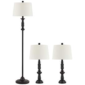 Image2 of Pacific Coast Lighting Tripoli Black 3-Piece Floor and Table Lamps Set