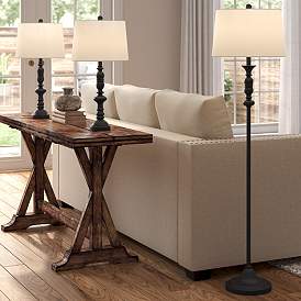 Image1 of Pacific Coast Lighting Tripoli Black 3-Piece Floor and Table Lamps Set