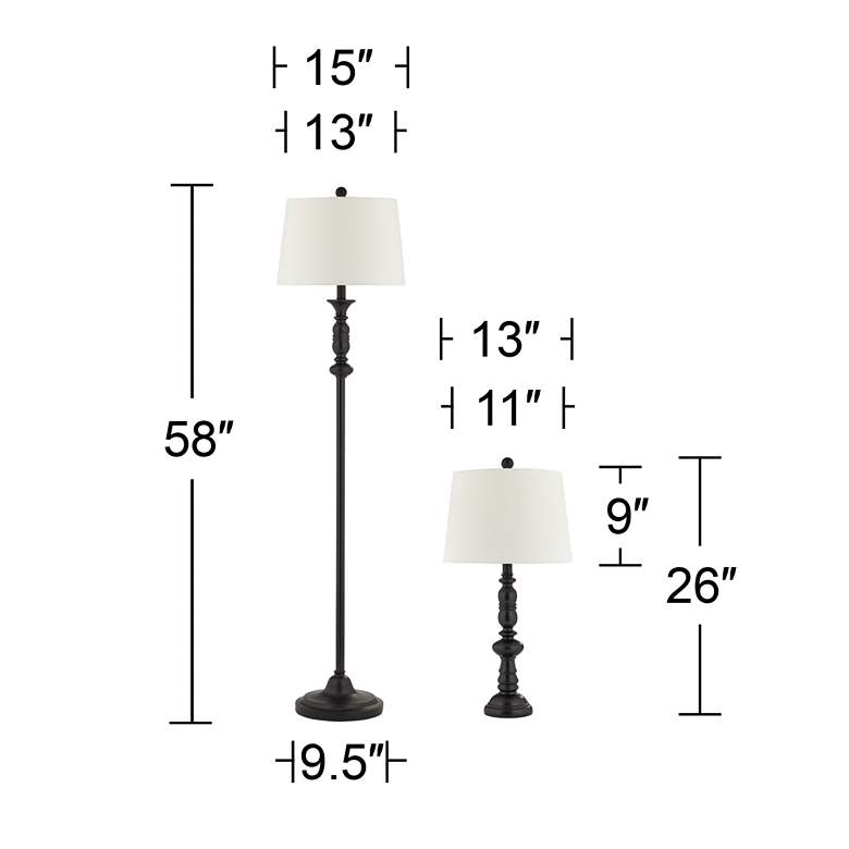 Image 7 Pacific Coast Lighting Tripoli Black 3-Piece Floor and Table Lamps Set more views