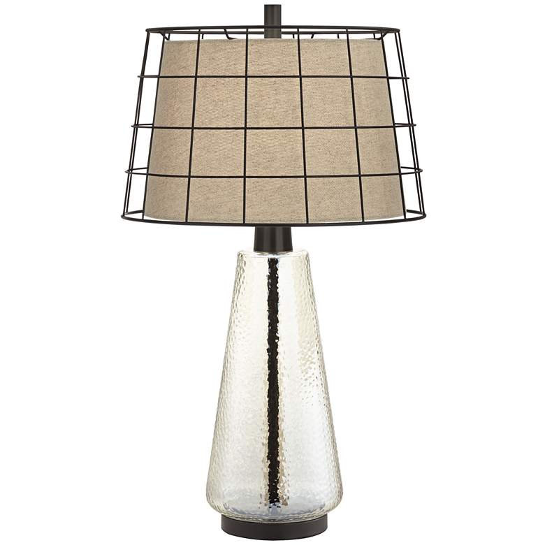 Image 2 Pacific Coast Lighting Tristan Seeded Glass USB Lamp with Cage Double Shade