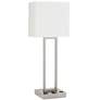 Pacific Coast Lighting Tube Brushed Nickel USB Port and Outlet Table Lamp